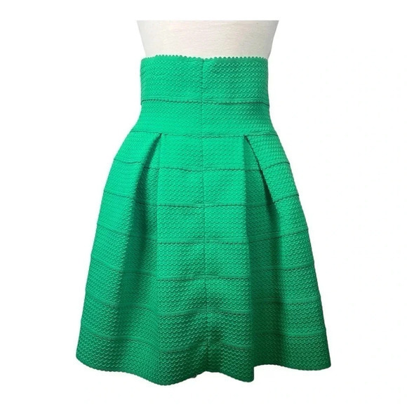 H&M TEXTURED‎ A-LINE BUBBLE SKIRT Y2K GREEN WOMEN'S SIZE SMALL - Picture 4 of 9